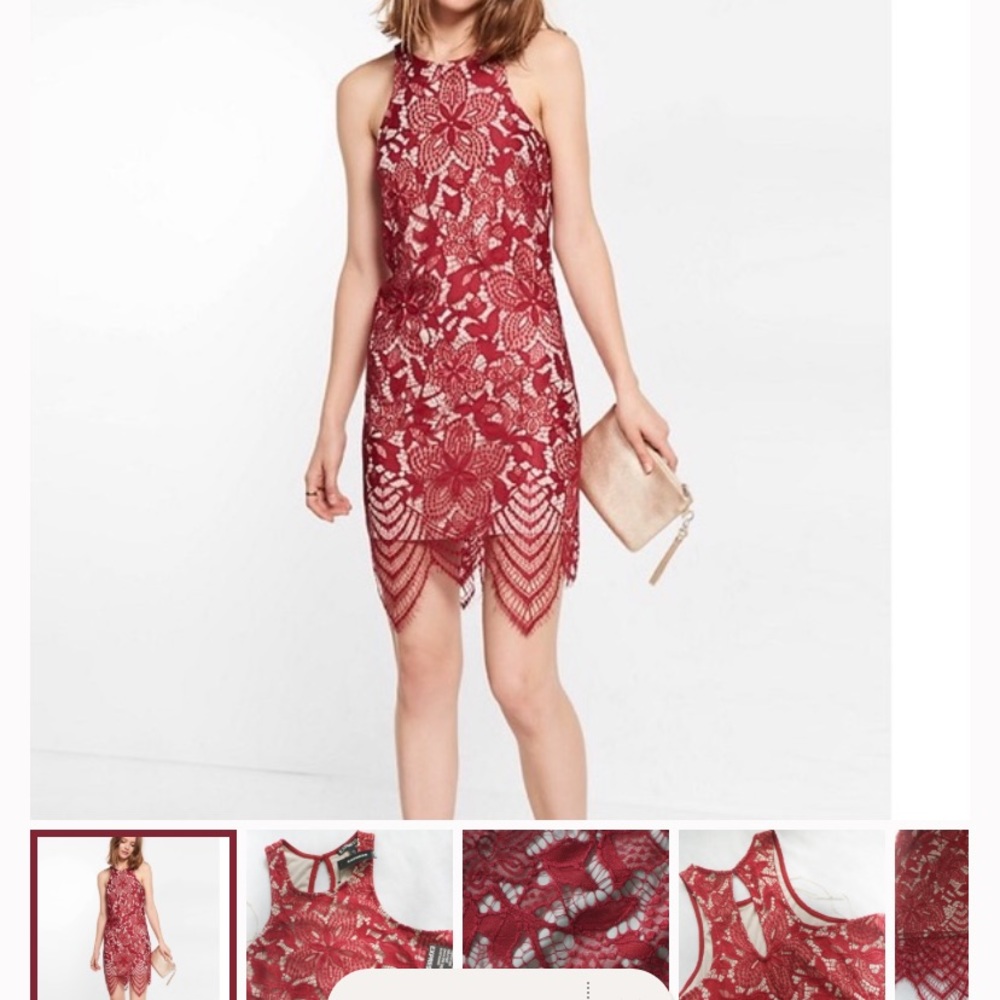 Floral lace contrast sheath Dress